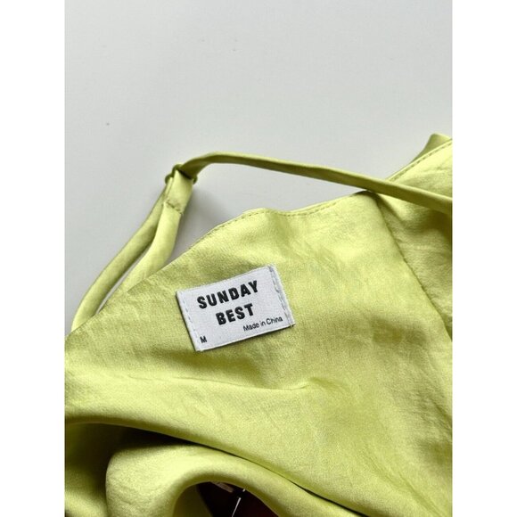 NWOT Aritzia SUNDAY BEST Elektra Green Satin Tie Back Cropped Tank Top, Size M - Picture 8 of 14